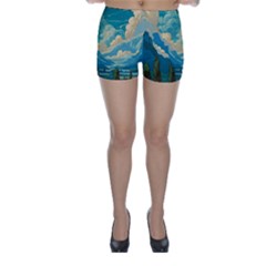 Mountains Rural Countryside Sky Skinny Shorts by Salmanaz77