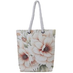 Floral Design 02 Full Print Rope Handle Tote (small) by myclothy