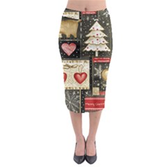 Christmas Reindeer Midi Pencil Skirt by Posterlux