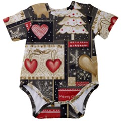 Christmas Reindeer Baby Short Sleeve Bodysuit by Posterlux