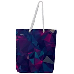 Turquoise Abstract Black Galaxy Pattern Turquoise Full Print Rope Handle Tote (large) by Bedest