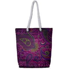 Abstract Purple Pattern Full Print Rope Handle Tote (small) by Bedest