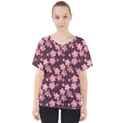 Cherry Blossoms Japanese V-neck Dolman Drape Top by HermanTelo