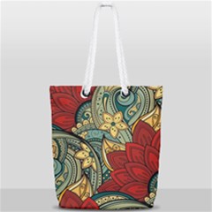 Pattern Shape Colorful Flower Leaves Full Print Rope Handle Tote (small) by Posterlux