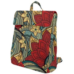 Pattern Shape Colorful Flower Leaves Flap Top Backpack by Posterlux