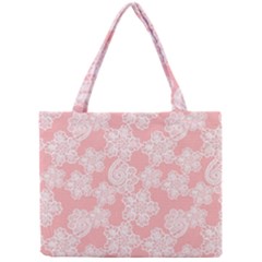 Lace White Ornamental Textile Mini Tote Bag by Paksenen