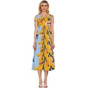 Floral Pattern Beautiful Aesthetic V-Neck Drawstring Shoulder Sleeveless Maxi Dress View1