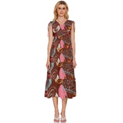 Sweet Food Seamless Pattern V-neck Drawstring Shoulder Sleeveless Maxi Dress by Paksenen