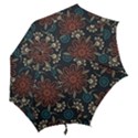 Retro Texture With Orange Flowers Floral Hook Handle Umbrellas (Large) View2