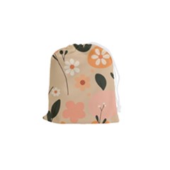 Minimalist Pattern With Simple Lines,flower And Shapes, Creating A Clean And Modern Drawstring Pouch (small) by myclothy