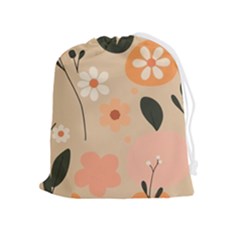 Minimalist Pattern With Simple Lines,flower And Shapes, Creating A Clean And Modern Drawstring Pouch (xl) by myclothy