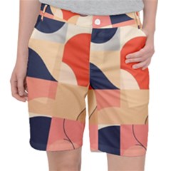Minimalist Pattern With Simple Lines And Shapes, Creating A Clean And Modern Aesthe Women s Pocket Shorts by myclothy