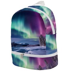 Northern Lights Aurora Night Nature Zip Bottom Backpack by Posterlux