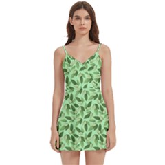 Leaves Pattern Texture Seamless Body Wrap Sleeveless V-neck Mini Dress by Hannah976