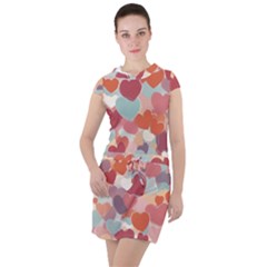 Valentines Day Hearts Romance Love Drawstring Hooded Dress by Posterlux