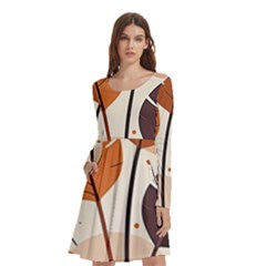 Leaves Boho Monster Nature Long Sleeve Knee Length Skater Dress With Pockets by Salmanaz77