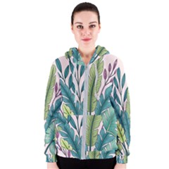 Illustrations Plants Nature Leaves Women s Zipper Hoodie by Salmanaz77