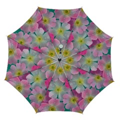 Pink Neon Flowers Flower Automatic Folding Umbrella With Case (medium) by Cemarart