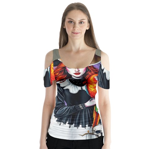 Halloween T-shirts Design  Butterfly Sleeve Cutout T-shirt  by decentralizedstore