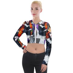 Halloween T-shirts Design  Long Sleeve Cropped Velvet Jacket by decentralizedstore