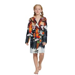 Halloween T-shirts Design  Kids  Long Sleeve Velvet Lounge Robe by decentralizedstore