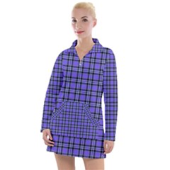 Blue Tartan Plaid 1 Women s Long Sleeve Casual Dress by dressshop