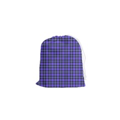 Blue Tartan Plaid 1 Drawstring Pouch (xs) by dressshop