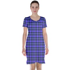 Blue Tartan Plaid 1 Short Sleeve Nightdress by dressshop