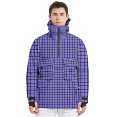 Blue Tartan Plaid 1 Men s Pullover Zip Ski And Snowboard Waterproof Breathable Jacket by dressshop