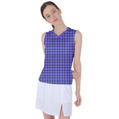 Blue Tartan Plaid 1 Women s Sleeveless Sports Top by dressshop