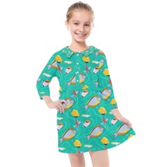 Naso Flame Fabric Kids  Quarter Sleeve Shirt Dress by SeaworthyClothing