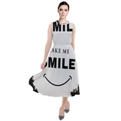 Black And White Simple Make Me Smile T Shirt 20250203 014057 0000 Round Neck Boho Dress by Cowcow2005