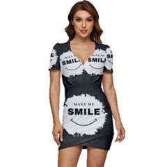 Black And White Simple Make Me Smile T Shirt 20250203 014057 0000 Low Cut Cap Sleeve Mini Dress by Cowcow2005
