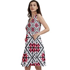 Ukrainian Folk Seamless Pattern Ornament Ethnic Ornament Border Element Traditional Art Sleeveless V-neck Skater Dress With Pockets by Grandong