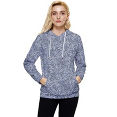 Blue Ornament Complex Mosaic Print Pattern Women s Lightweight Drawstring Hoodie by dflcprintsclothing