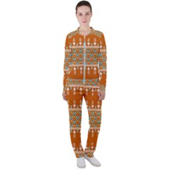 Winter Wonderland Seamless Pattern: Christmas Trees & Snowflakes On Dark Background Casual Jacket And Pants Set by ArtfulThreads