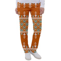 Winter Wonderland Seamless Pattern: Christmas Trees & Snowflakes On Dark Background Women s Casual Pants by ArtfulThreads