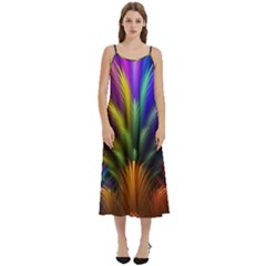 Abstract Colors - , Abstract Colors Casual Spaghetti Strap Midi Dress by kyorashop23