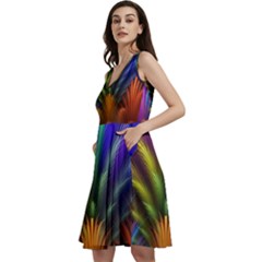 Abstract Colors - , Abstract Colors Sleeveless V-neck Skater Dress With Pockets by kyorashop23