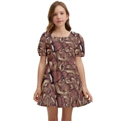Human Spider Mutant Creatures Motif Random Pattern Kids  Short Sleeve Dolly Dress by dflcprintsclothing