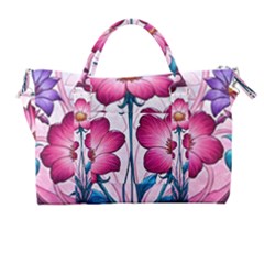 Fantasy Pink Flowers Stained Glass Carry-on Travel Shoulder Bag by Grandong