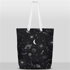 Cosmic Black Space Star Full Print Rope Handle Tote (small) by Ndabl3x