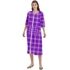 Purple Plaid Tartan 3 Women s Cotton 3/4 Sleeve Nightgown by dressshop