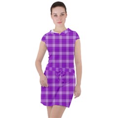 Purple Plaid Tartan 3 Drawstring Hooded Dress by dressshop