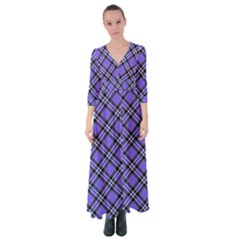 Blue Tartan Plaid 1 Diagonal Button Up Maxi Dress by dressshop