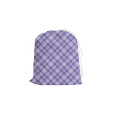 Purple Plaid Tartan 2 Diagonal Drawstring Pouch (small) by dressshop