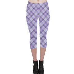 Purple Plaid Tartan 2 Diagonal Capri Leggings  by dressshop