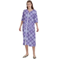 Purple Plaid Tartan 2 Diagonal Women s Cotton 3/4 Sleeve Nightgown by dressshop