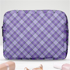 Purple Plaid Tartan 2 Diagonal Make Up Pouch (large) by dressshop