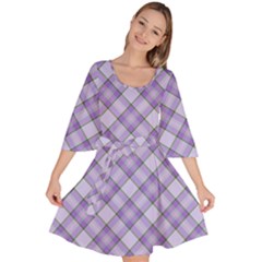Purple Plaid Tartan 2 Diagonal Velour Kimono Dress by dressshop